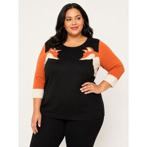 Unique Vintage Fox Knit Sweater Plus Size 4X/5X Cottagecore Fall Autumn Eclectic